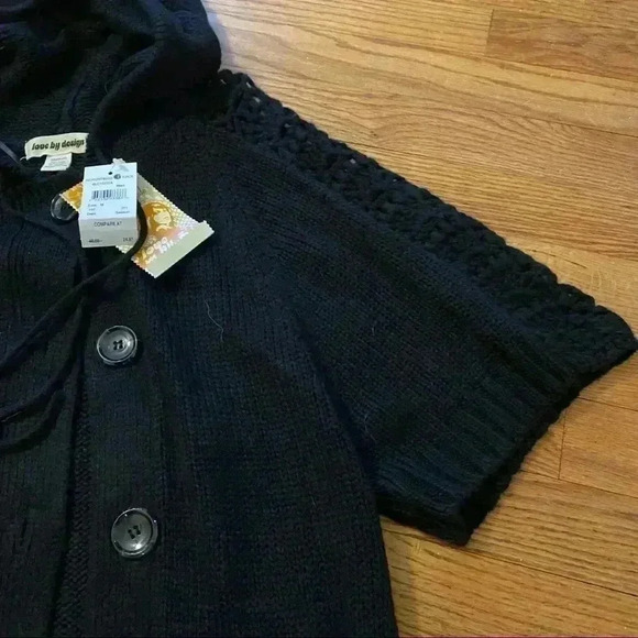 NWT Love By Design button down sweater black crochet chunky women M - Picture 6 of 12